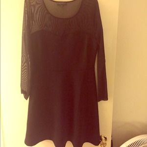 Black sheer Sleeved fit and flare dress forever21
