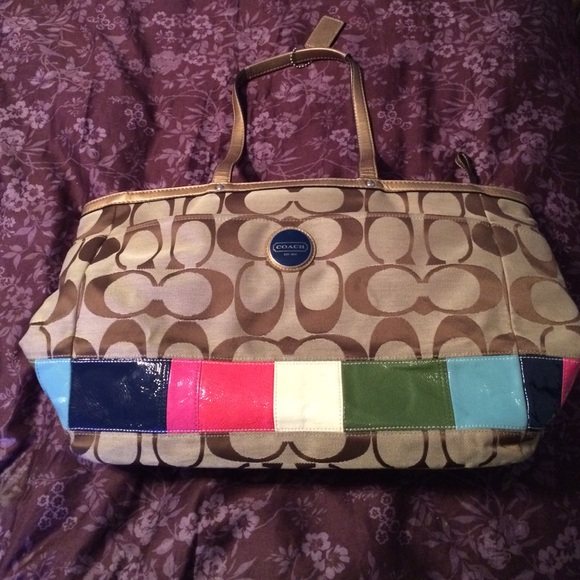 Large Authentic Classic C Coach material bag - Picture 1 of 4