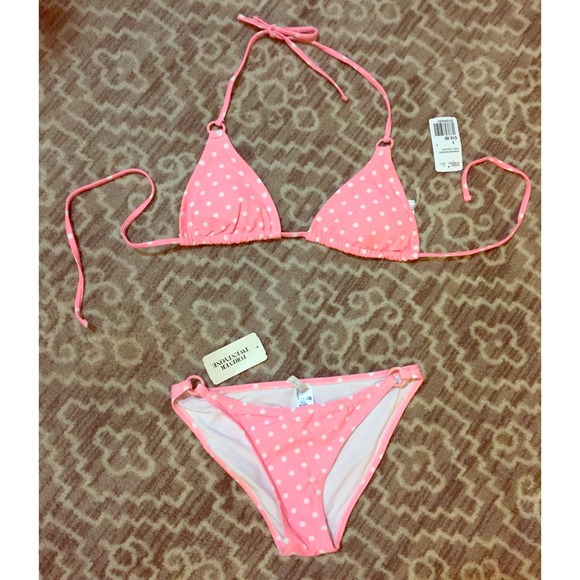 NWT Forever 21 pink polka dot bikini set
