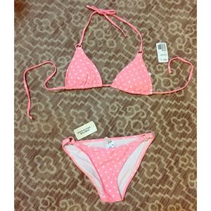 NWT Forever 21 pink polka dot bikini set