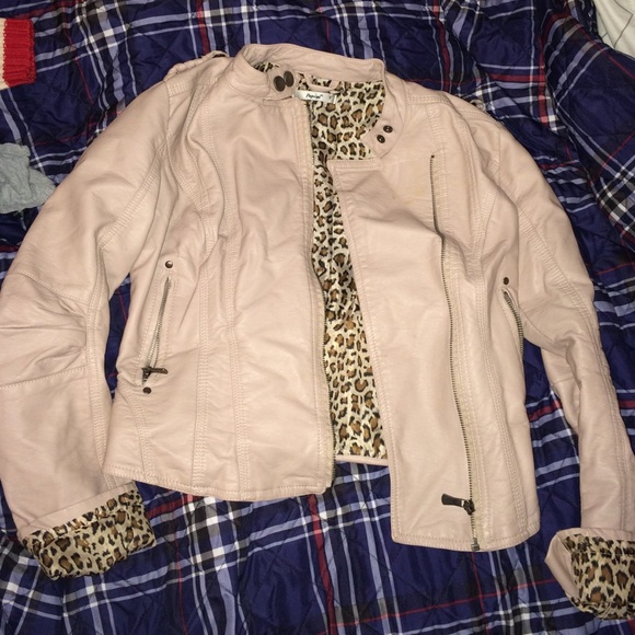 Cheetah lined leather jacket