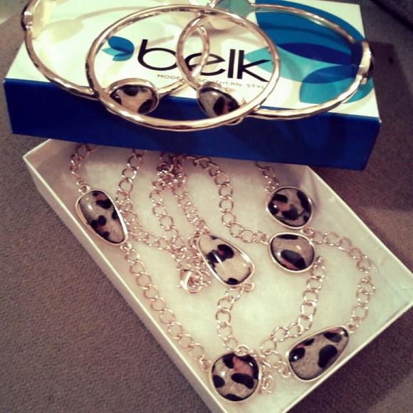 SOLD! Gold cheetah necklace and bracelets