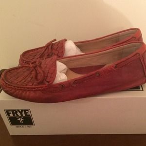 Frye red woven flats