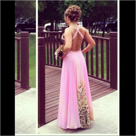 pink leopard prom dress - Picture 2 of 2