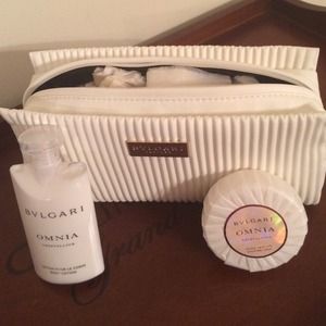 Bvlgari cosmetic bag and scented soap and lotion