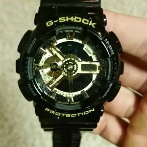 Men's G-Shock Black and Gold Watch