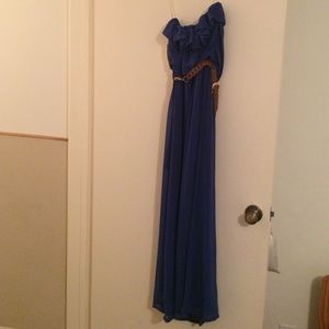 Blue maxi dress with belt