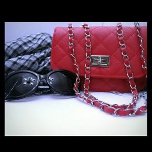 Red Quilted Shoulder Bag