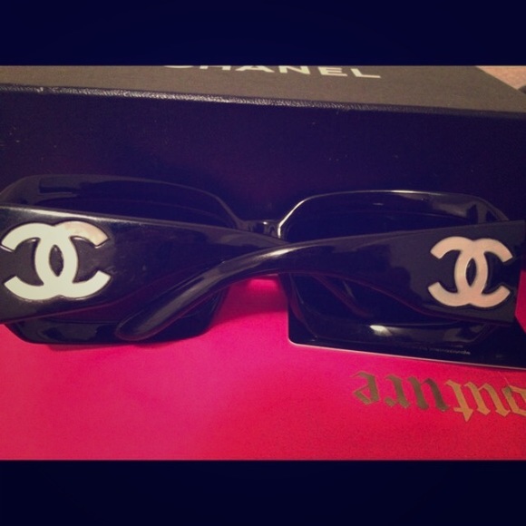 Chanel mother of pearl black and white sunglasses