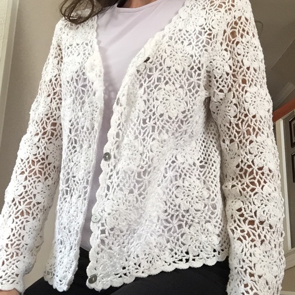 Crochet ivory sweater