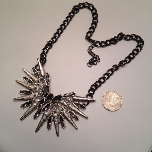 NEW: spike and Crystal mixed metal pendant