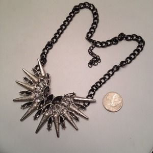 NEW: spike and Crystal mixed metal pendant