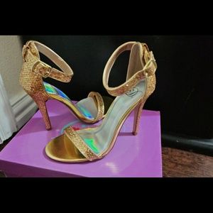 Gold strap heels