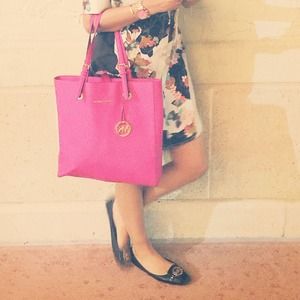 Michael Kors north south rasberry saffiano  tote