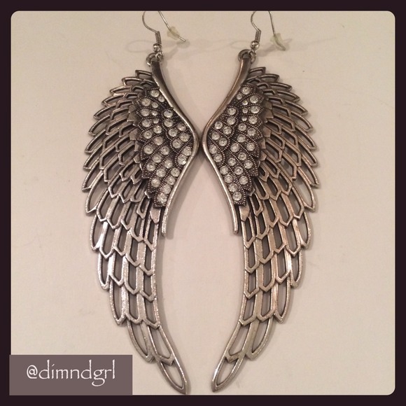 Jewelry - ♦️ Crystal encrusted Angel Wing Earrings