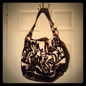 OVERSIZED CANVAS & FAUX CROC BAG