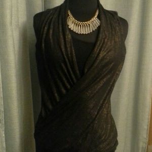Black gold metallic top Rock & Republic
