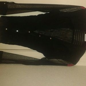 KATLYNMAX Sheer Button Down Blouse