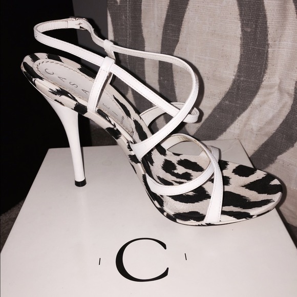 Casadei white and black heels. Worn once.