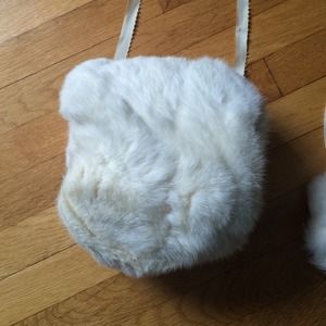 Vintage White rabbit fur muff