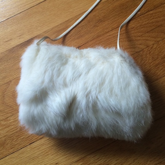 Little girls white rabbit fur muff