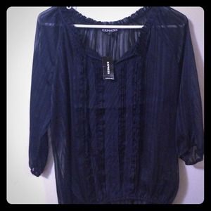 💙Brand new Express Sheer Navy Blue Top💙
