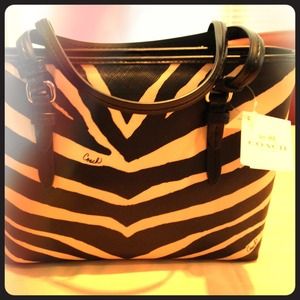 Coach Peyton Zebra Top Handle Tote F52532 New