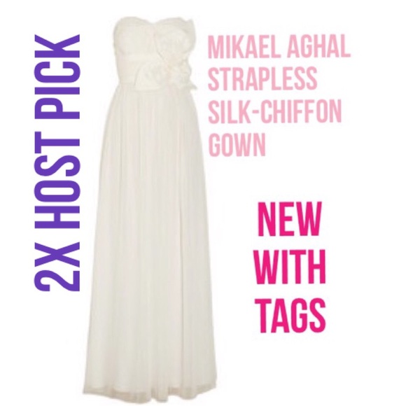 Mikael Aghal Dresses - Sunday Funday! NWT Mikael Aghal Silk-Chiffon Gown Mikael Aghal Dresses - Sunday Funday! NWT Mikael Aghal Silk-Chiffon Gown