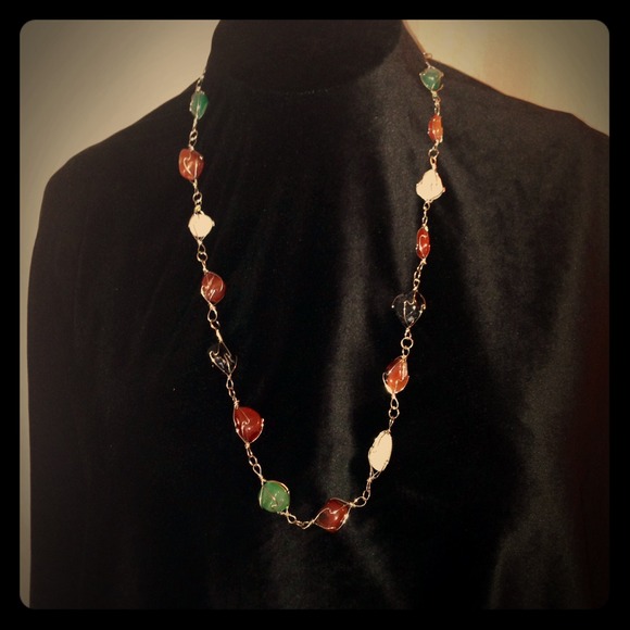 Natural stone necklace 30"