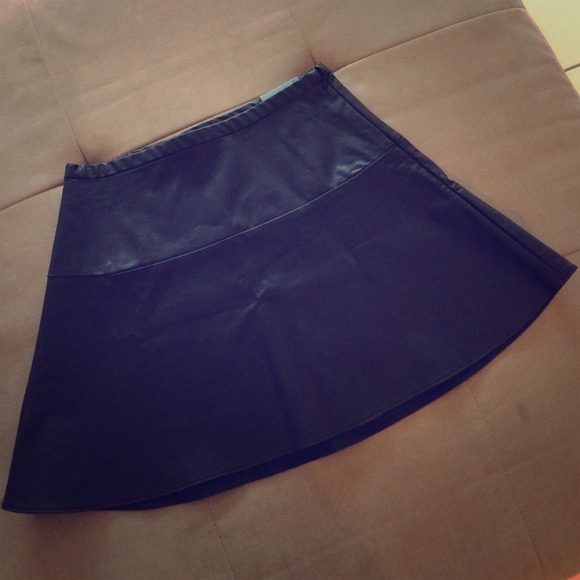 Black Leather Skater Skirt