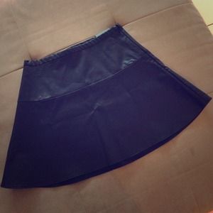 Black Leather Skater Skirt