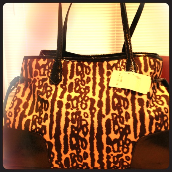 Coach Signature Leopard Drawstring Carryall