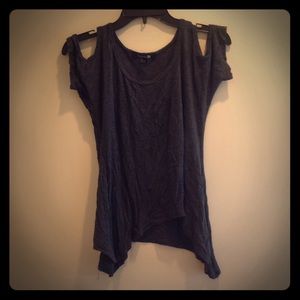 Grey open shoulder tee