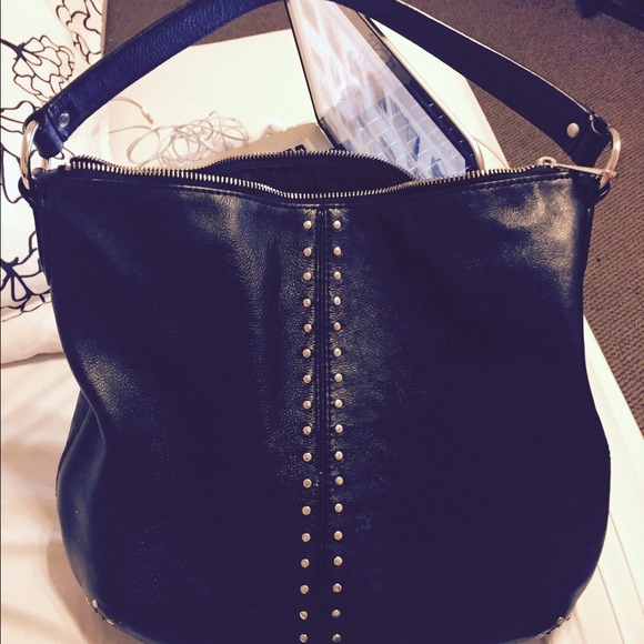 SOLD Black Michael Kors Bag with silver accents
