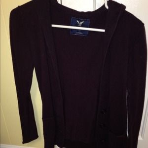 Purple hooded cardigan