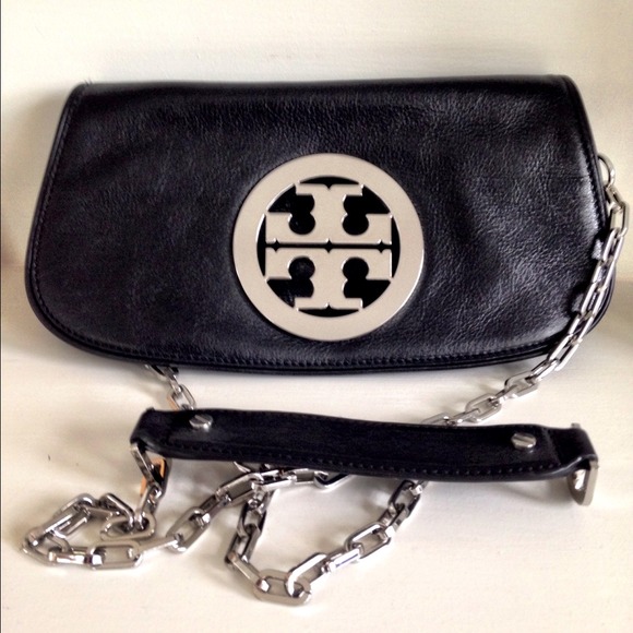 Tory Burch cross body clutch w/ silver chain strap