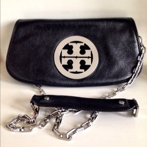 Tory Burch cross body clutch w/ silver chain strap