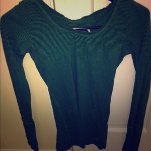 Green striped long sleeve shirt
