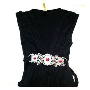 Gorgeous and elegant black belted dress