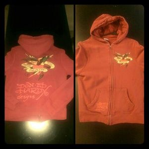 old school Ed Hardy zip up hoodie sweatshirt