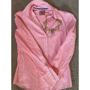 Juicy Couture pink striped button-up