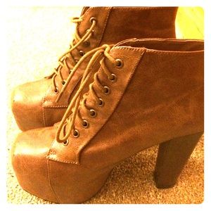 Brown high heel booties