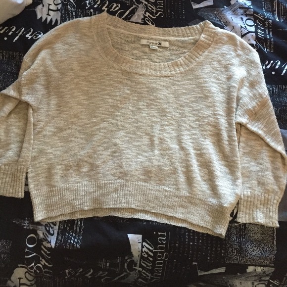 Creme/gold crop sweater - Picture 1 of 2