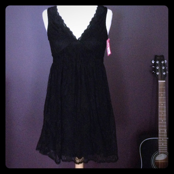Xhilaration black lace v neck dress