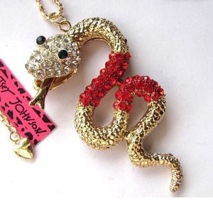 Betsey Johnson big serpent pendant Necklace Red