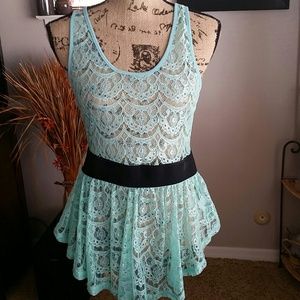 Mint Lace Peplum Top