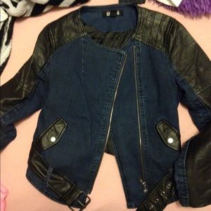 Forever 21 Denim and leather biker jacket