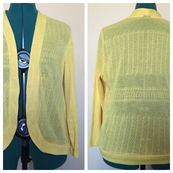 Bright yellow sheer knit cardigan