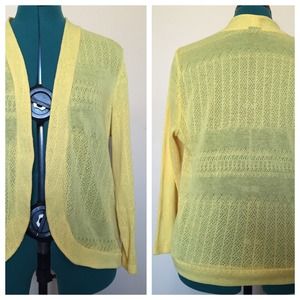 Bright yellow sheer knit cardigan