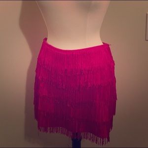 Hot pink fringe skirt!